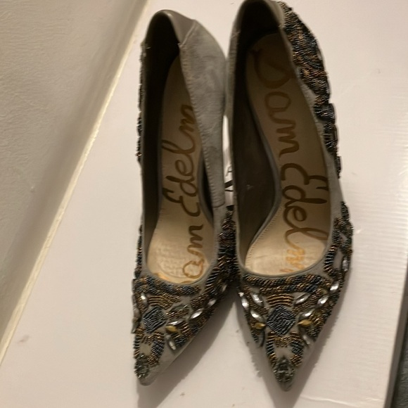 Sam Edelman Beaded gray 4” Heels - Picture 9 of 9